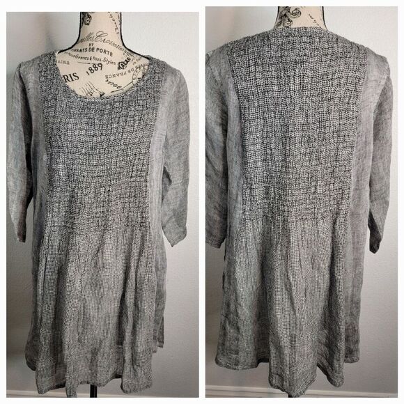 NAMSAR Tunic Top Womens S/M Mini Dress 3/4 Sleeves Lagenlook Lined Pockets NEW - Picture 1 of 11